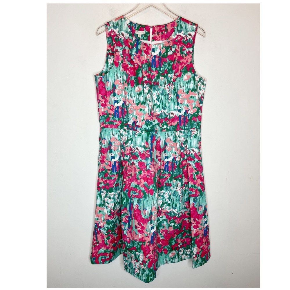 TALBOTS Pleated Floral Printed Watercolor Dress. Size 16